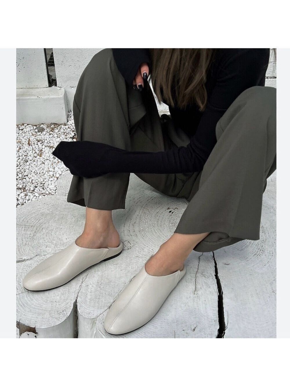 ANDREW GELLER ROUND TOE TAUPE MULES. ULTRA COMFORTABLE SOFT LEATHER, WOMENS  9.5
